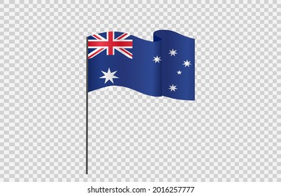 Waving flag of Australia isolated  on png or transparent  background,Symbol of Australia,template for banner,card,advertising ,promote, TV commercial, ads, web, vector illustration  