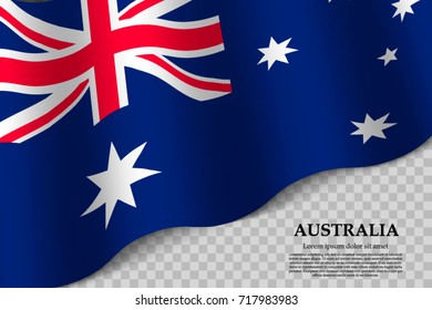 waving flag of Australia on transparent background. Template for independence day. vector illustration