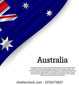 waving flag of Australia on white background. Template for independence day. vector illustration