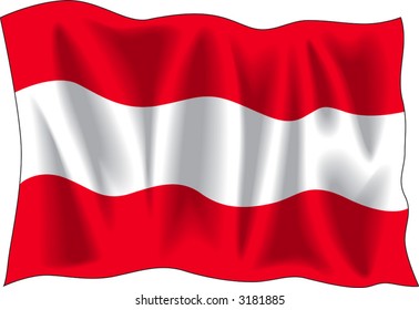 Waving flag of Austria isolated on white