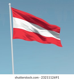 Waving Fahne von Österreich auf Fahnenmast. Vorlage für die Erstellung eines unabhängigen Tagesplakats