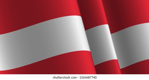 Waving flag of Austria. Template, banner, background. National holiday. Symbol, illustration.