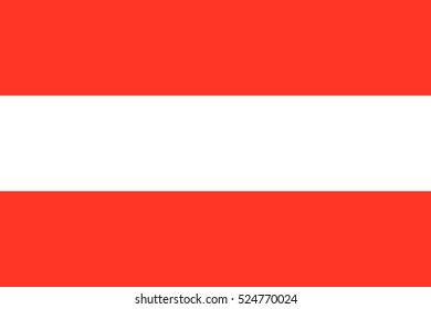 Waving flag of Austria . Vector illustration of icon with red and white colors.
