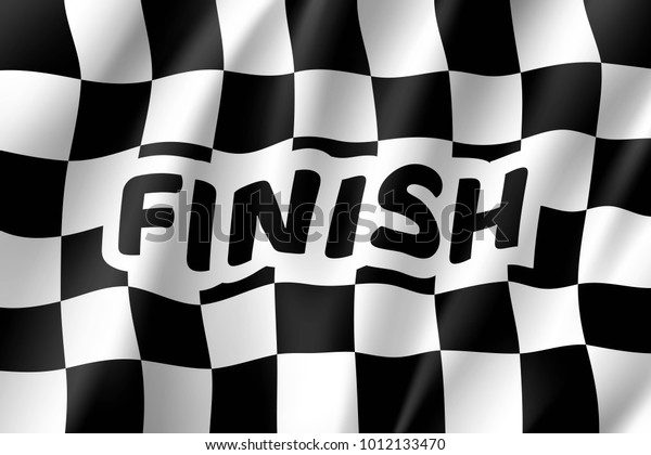 Waving flag auto racing, inscription finish,\
realistic banner. Symbol of start and finish of race cars on route.\
Vector illustration of chess\
canvas