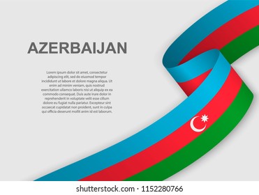 waving flag of Azerbaijan. Template for independence day. vector illustration