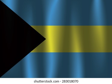 Waving flag of Bahamas, vector, satin