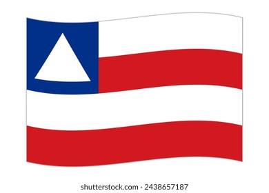 Waving flag of Bahia. Vector illustration.