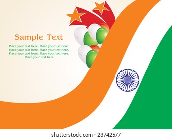 waving flag, balloon and fireworks, vector illustration