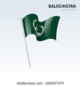 Waving flag of Balochistan provinces, territory, capital territory and autonomous territories of Pakistan isolated on gray background