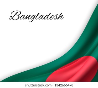 waving flag of Bangladesh on white background. Template for independence day. vector illustration