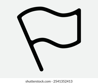 Bandera ondeante Anuncio Plantilla en blanco Palo Onda Emblema Posición Locación Conquistar Marca Banderín Mapa de eventos Marcador Signo Icono Forma Esquema Negro Blanco Vector