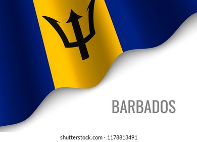 waving flag of Barbados with copyspace. Template for brochure. vector illustration