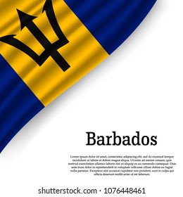 waving flag of Barbados on white background. Template for independence day. vector illustration