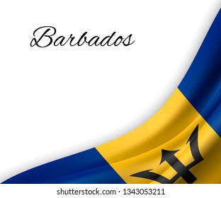 waving flag of Barbados on white background. Template for independence day. vector illustration