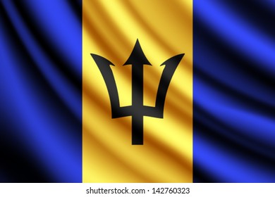Waving flag of Barbados, vector