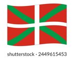 Waving flag of Basque Country, administrative division of Spain. Vector illustration.