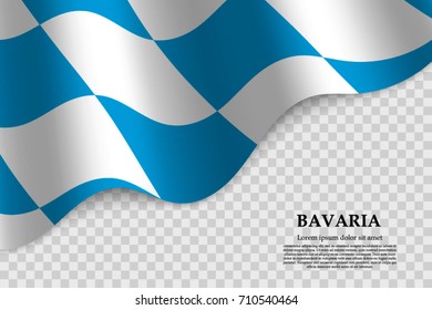 waving flag of Bavaria is a state of Germany on transparent background. Template for banner or poster. vector illustration