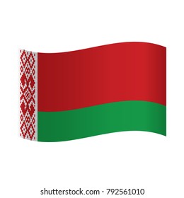 Waving flag of Belarus. Accurate dimensions, proportions and colors. Vector Illustration.