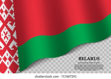 waving flag of Belarus on transparent background. Template for independence day. vector illustration