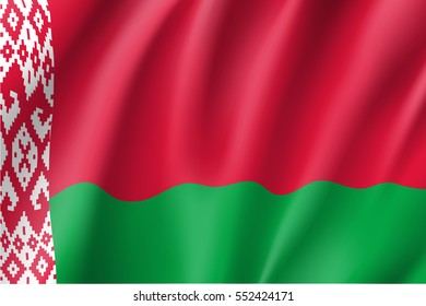 Waving flag of Belarus. Vector illustration of 3D icon.
