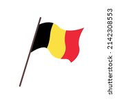 Waving flag of Belgium country.  Isolated belgian tricolor flag on white background. Vector flat illustration.