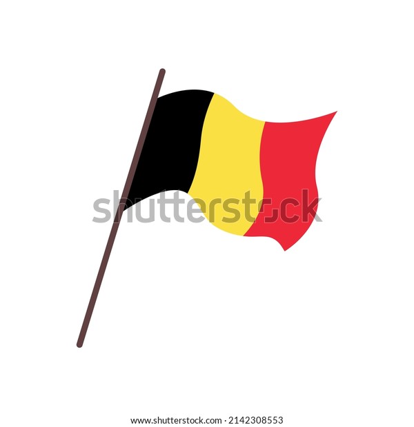 Waving flag of\
Belgium country.  Isolated belgian tricolor flag on white\
background. Vector flat\
illustration.