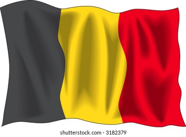 Waving flag of Belgium isolated on white