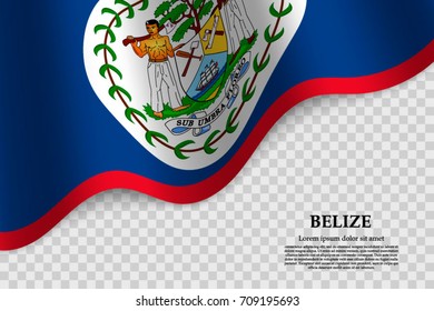 waving flag of belize on transparent background. Template for independence day. vector illustration
