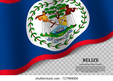 waving flag of Belize on transparent background. Template for independence day. vector illustration