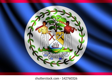 Waving Flag Of Belize, Vector
