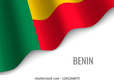 waving flag of Benin with copyspace. Template for brochure. vector illustration
