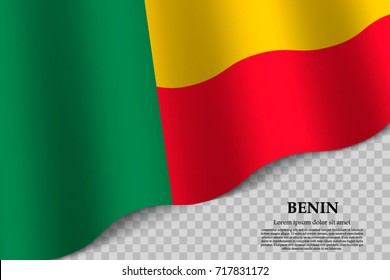 waving flag of Benin on transparent background. Template for independence day. vector illustration
