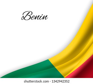 waving flag of Benin on white background. Template for independence day. vector illustration