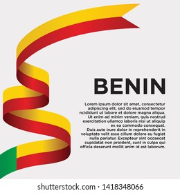 waving flag of Benin on white background. Template for independence day. vector illustration - Vector