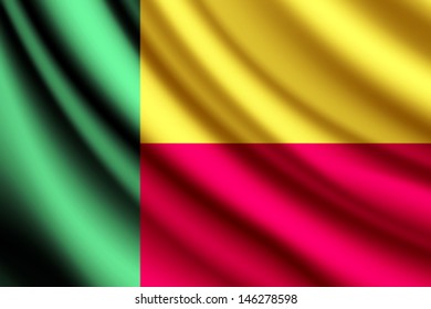 Waving flag of Benin, vector