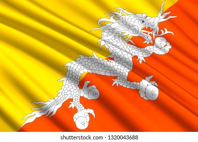 waving flag of Bhutan. Vector illustration