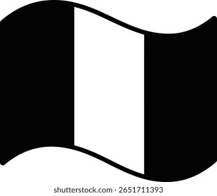 Bandeira de ondulação com silhueta de listras verticais preto e branco