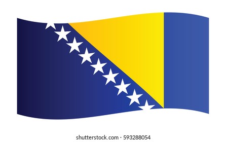 Waving flag of Bosnia and Herzegovina.