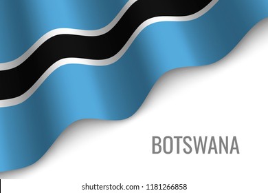 waving flag of Botswana with copyspace. Template for brochure. vector illustration