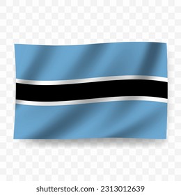Waving flag of Botswana. Illustration of flag on transparent background(PNG).