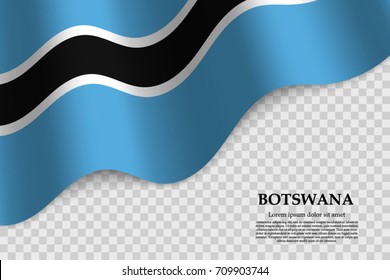 waving flag of Botswana on transparent background. Template for independence day. vector illustration