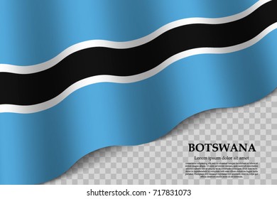waving flag of Botswana on transparent background. Template for independence day. vector illustration