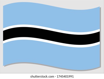 Bandera ondulante del gráfico vectorial de Botswana. Ilustración de la bandera Botswana ondeando. La bandera de Botswana ondeando en el viento es un símbolo de libertad e independencia.