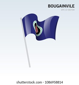 Waving flag of Bougainville provinces,autonomous region,district of Papua New Guinea isolated on gray background