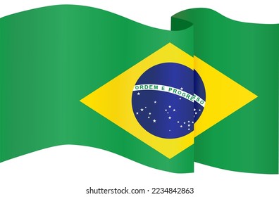 Waving flag of Brazil isolated  on png or transparent  background,Symbol of Brazil,template for banner,card,advertising ,promote, vector illustration top win sport winner country