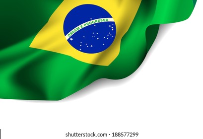 Waving flag of Brazil, South America. Vector illustration