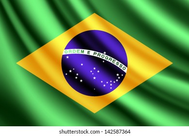 Waving flag of Brazil, vector