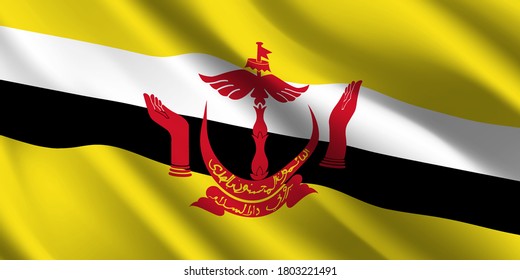 Waving flag of the Brunei. Waving Brunei flag