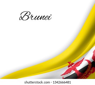waving flag of Brunei on white background. Template for independence day. vector illustration