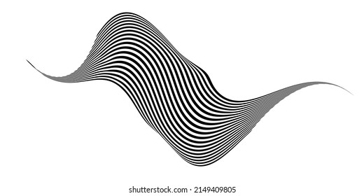 Waving flag as a brush stroke with zebra texture. Vest striped with fabric Black and white stripes curved in a bizarre way with waves curving along the trajectory.
